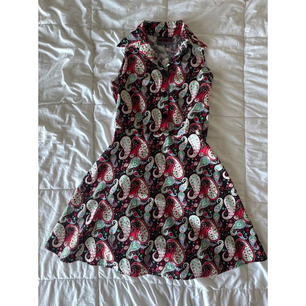 Voodoo Vixen Saranya Paisley Fit Flare Dress Retro Rockabilly Cotton M - Picture 5 of 11